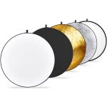 Neewer 43 inch 110cm Light Reflector 5-in-1 Collapsible Multi-Disc with Bag - Translucent, Silver, Gold, White and Black for Studio Photography Lighting